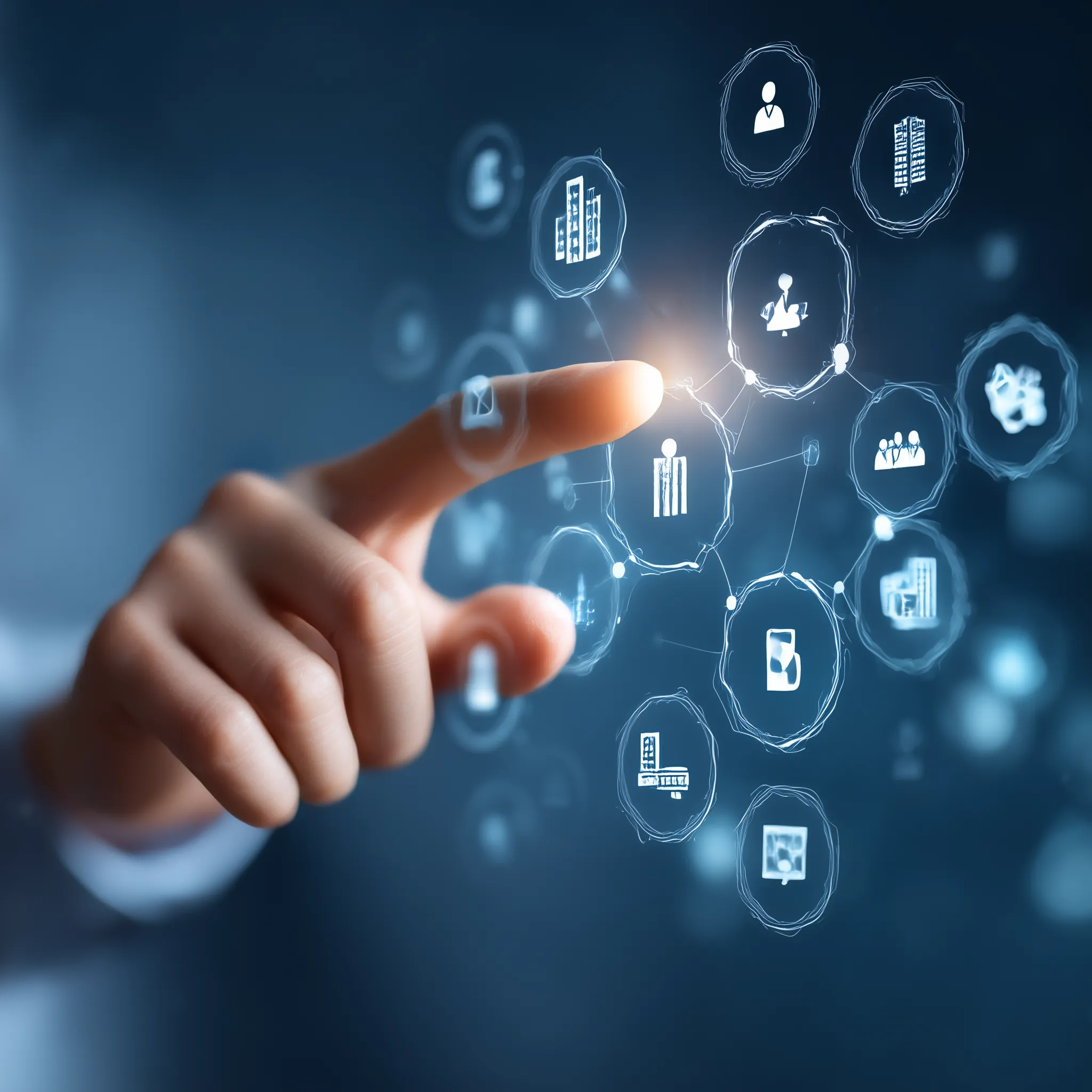 _hand_pointing_at_a_digital_network_with_company