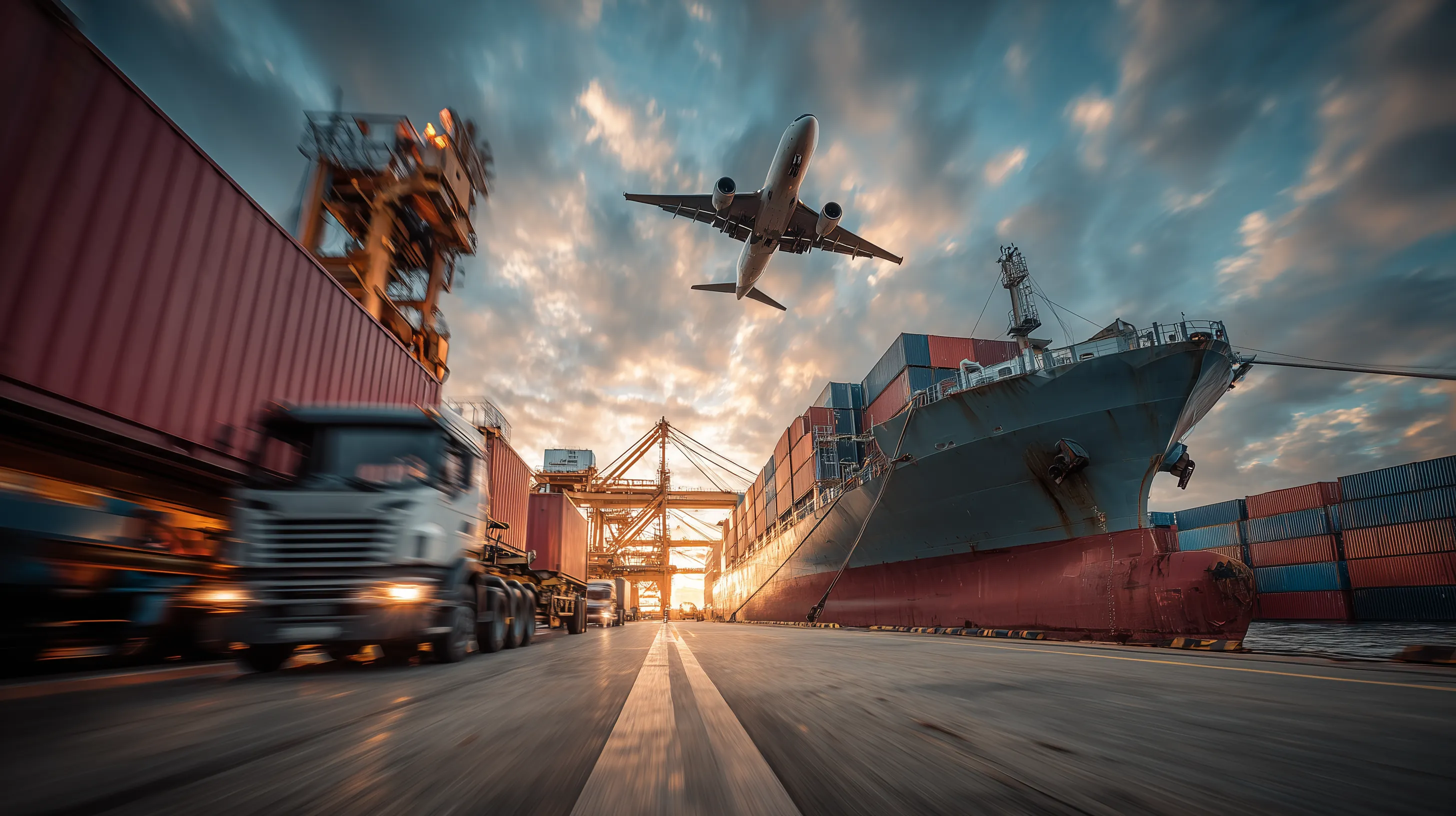 _at_the_dock_cargo_ships_trucks_and_airplanes_are_moving