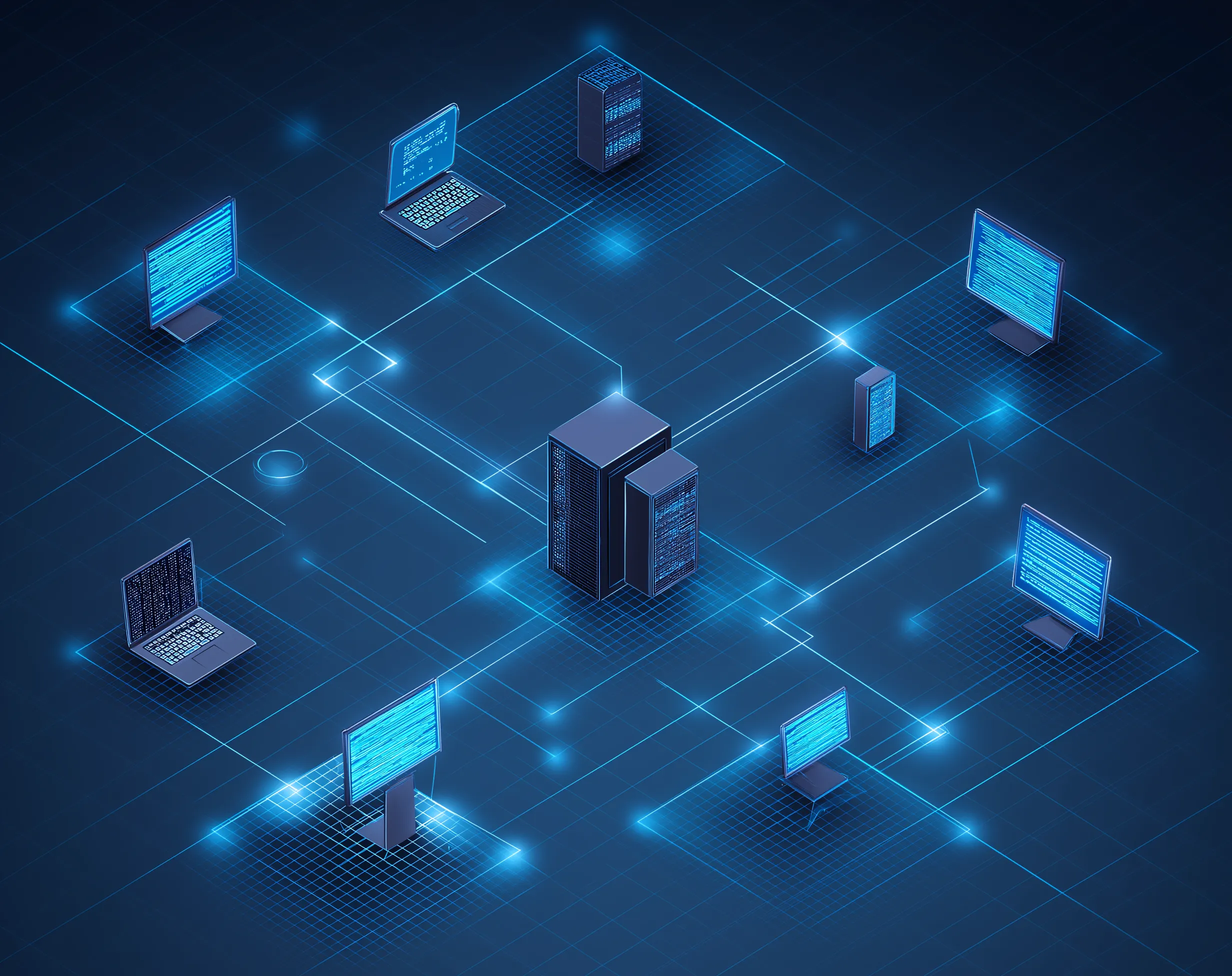 isometric_2d_illustration_of_computer_network