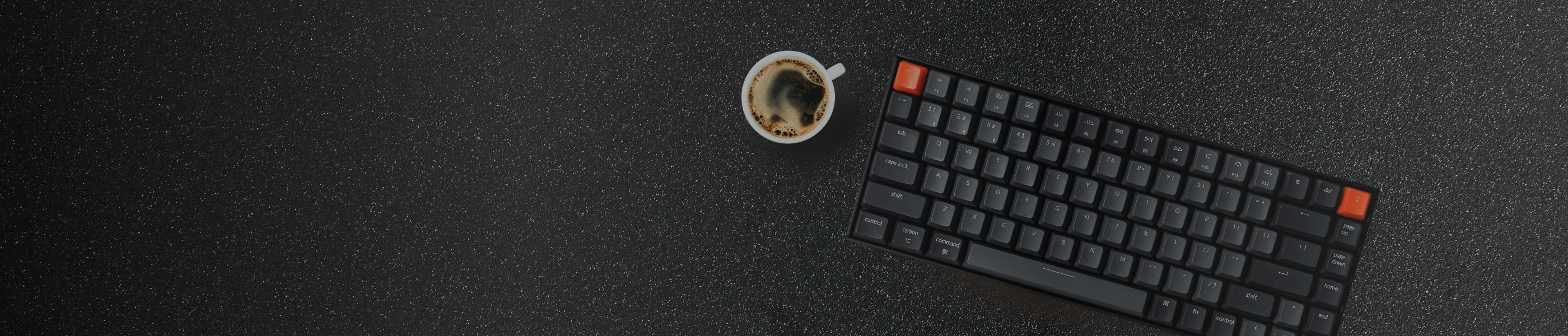 bg separator of a keyboard and coffee